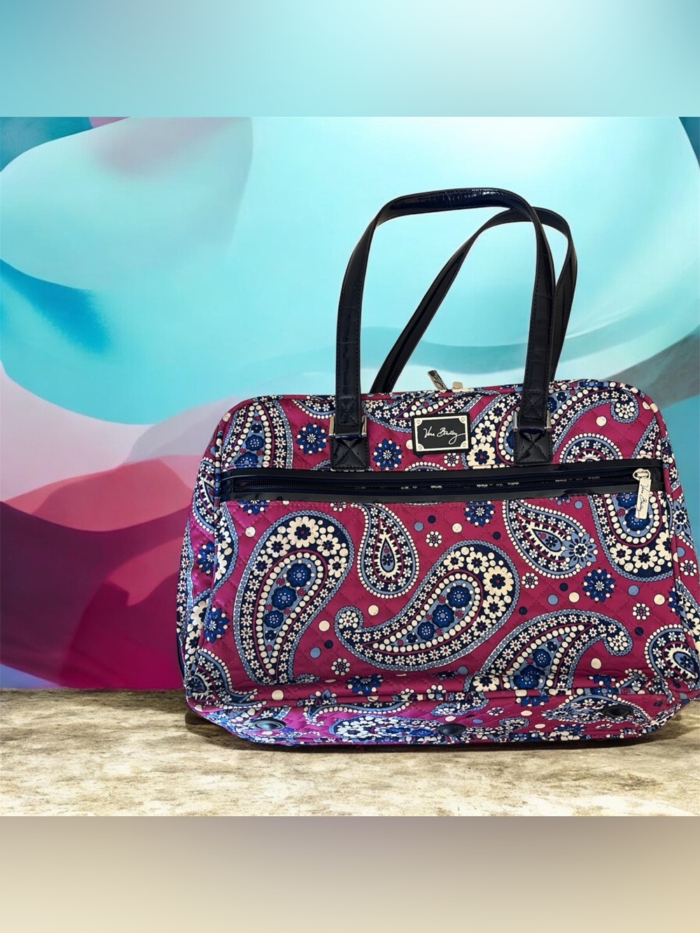 Vera Bradley Women’s boysenberry Floral Paisley Quilted Fabric Zipper Travel Bag